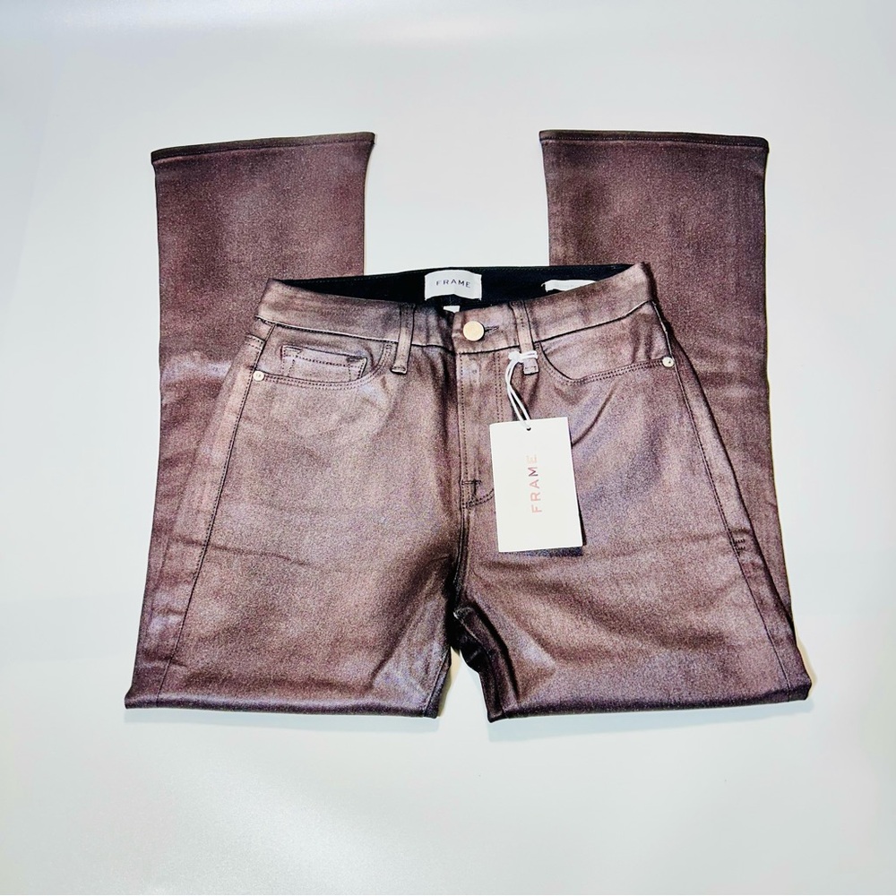 Frame Denim jeans Le Crop Mini Bootcut faux leather brown New women size 28